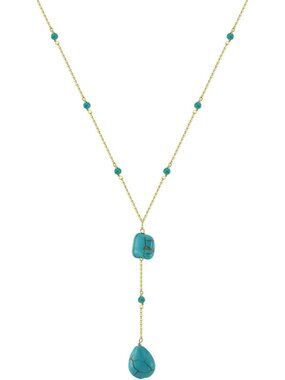 Vintage Turquoise Y Necklace, 925 Sterling Silver, Unique Gift for Her